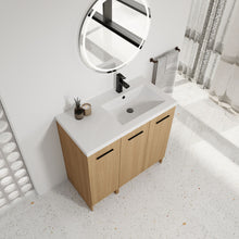 Load image into Gallery viewer, Wall Mounted Floating Bathroom Vanity With Sink, 3 Door Modular Cabinet
