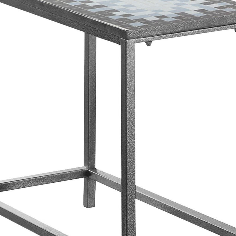 Tile End Table - Gray And White