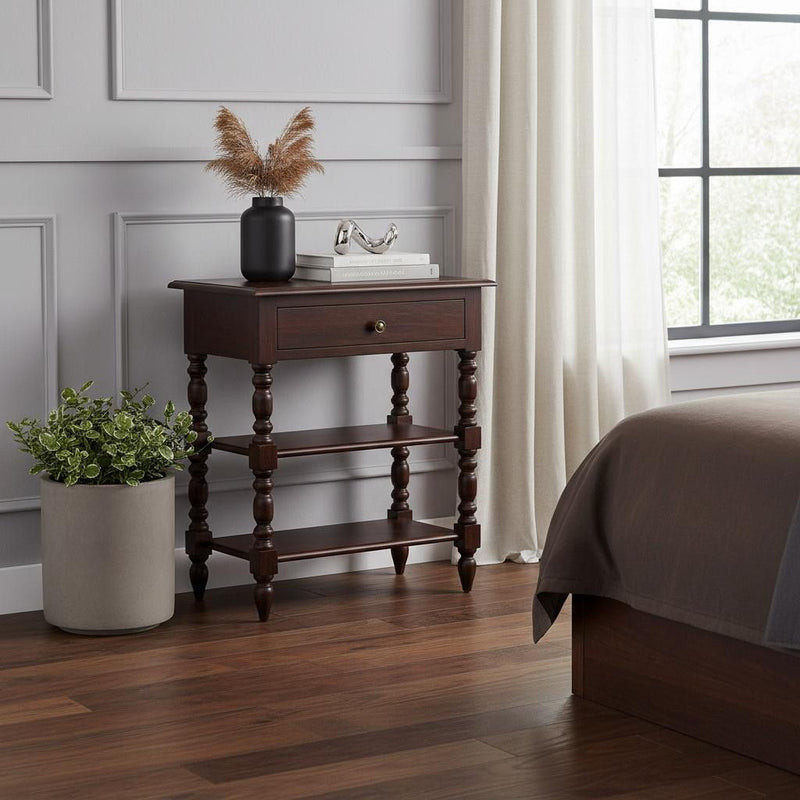 24" Solid Wood Two Drawer Dresser - Brown