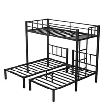 Load image into Gallery viewer, Twin over Twin &amp; Twin Bunk Beds for 3, Twin XL over Twin &amp; Twin Bunk Bed Metal Triple Bunk Bed, Black(Pre-sale date: February 8th.)
