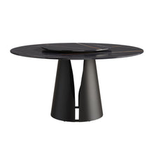 Load image into Gallery viewer, 53.15&quot; Round Modern Artificial Stone Carbon Steel Base Dining Table, Can Accommodate 6 People - Black / Gold
