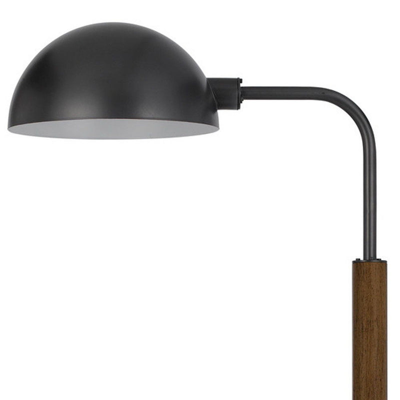 Tray Table Floor Lamp With Bronze Transparent Glass Dome Shade - Brown