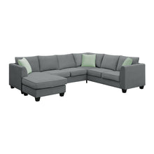 Load image into Gallery viewer, [VIDEO provided] 112*87&quot; Sectional Sofa Couches Living Room Sets, 7 Seats Modular Sectional Sofa with Ottoman, L Shape Fabric Sofa Corner Couch Set with 3 Pillows, Grey(New of GS008210AAG)
