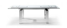 Load image into Gallery viewer, 63" Glass And Stainless Steel Self-Storing Leaf Dining Table - Clear
