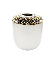 Load image into Gallery viewer, Round Table Vase With Sculptural Details - White
