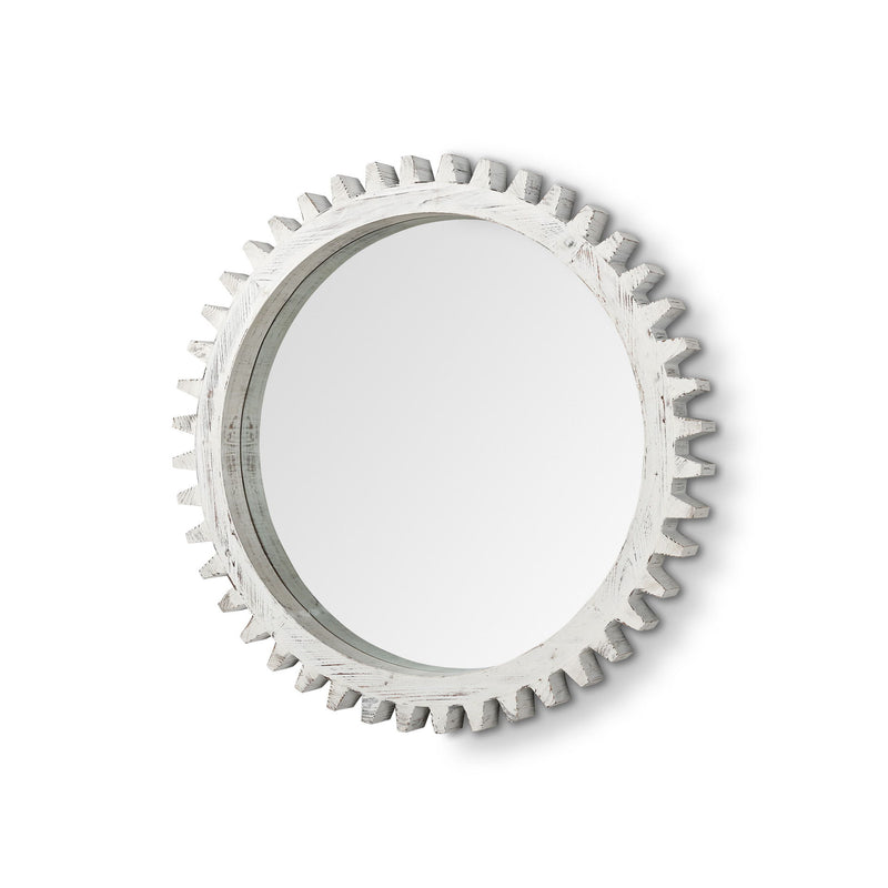 35" Abstract Framed Accent Mirror - White