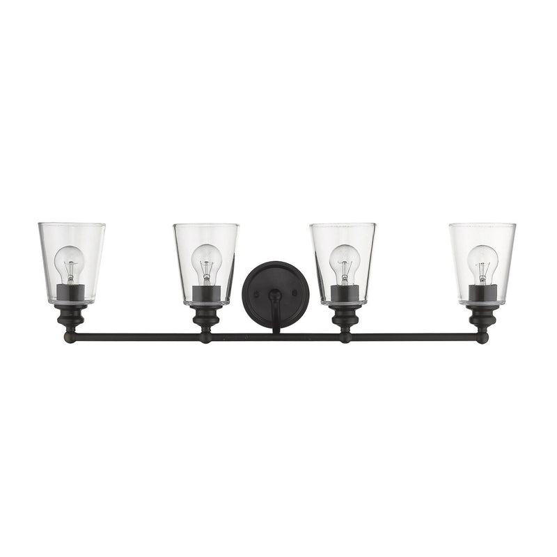 Metal And Glass Vanity Flush Mounted Sconce (398768) - Black And Clear