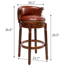 Load image into Gallery viewer, 29.5'' Cow Top Wooden Bar Stool, 360 Degree Swivel Bar Height Chair With Backs For Home Kitchen Counter
