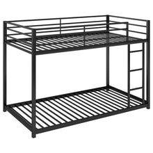 Load image into Gallery viewer, Twin over Twin Metal Bunk Bed, Low Bunk Bed with Ladder, Black(OLD SKU:WF282465AAB)
