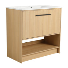 Load image into Gallery viewer, Modern Bathroom Vanity With Ceramic Sink, Freestanding Cabinet, Soft Closing Doors
