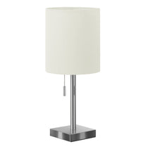 Load image into Gallery viewer, Metal Candlestick USB Table Lamps With Ivory Drum Shade (Set of 2) - Silver
