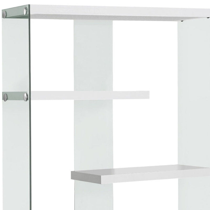 Four Tier Etagere Bookcase - White / Clear