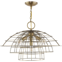 Load image into Gallery viewer, Four Light Dimmable Chandelier With Shades - Antiqued Brass
