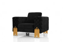 Load image into Gallery viewer, Velvet And Gold Art Deco Lounge Chair - Black
