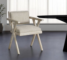 Load image into Gallery viewer, Upholstered Fabric Open Back Dining Arm Chair - Cream
