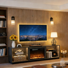 Load image into Gallery viewer, Wood Fireplace Entertainment Center With Fireplace (723796) - Black
