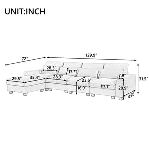 U_Style Modern Large L-Shape Feather Filled Sectional Sofa,  Convertible Sofa Couch with Reversible Chaise for Living Room