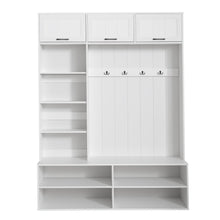 Load image into Gallery viewer, Farmhouse Hall Tree &amp; Bench And Shoe Storage
