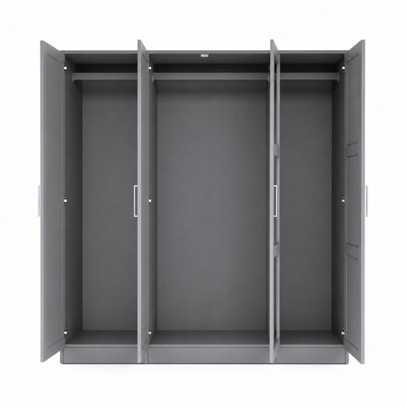 Solid Wood Mirrored Four Door Combo Dresser (763748) - Gray