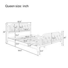 Load image into Gallery viewer, Traditional Style Solid Bed Frame With Upholstered Tufted Headboard, No Box Spring Needed

