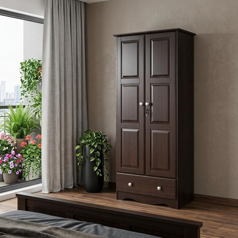 Solid Wood Two Door Single Drawer Combo Dresser (762944) - Espresso
