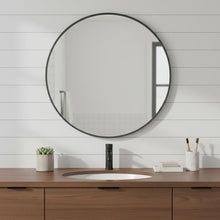 Load image into Gallery viewer, 24" Metal Round Framed Bathroom Vanity Mirror - Black
