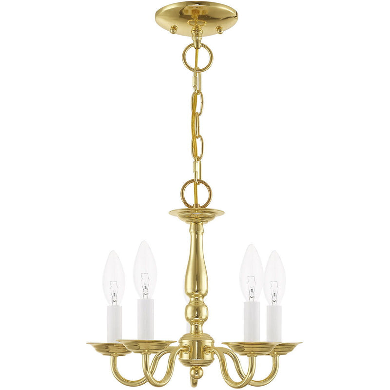 11" Five Light Dimmable Chandelier With Shades - Brass