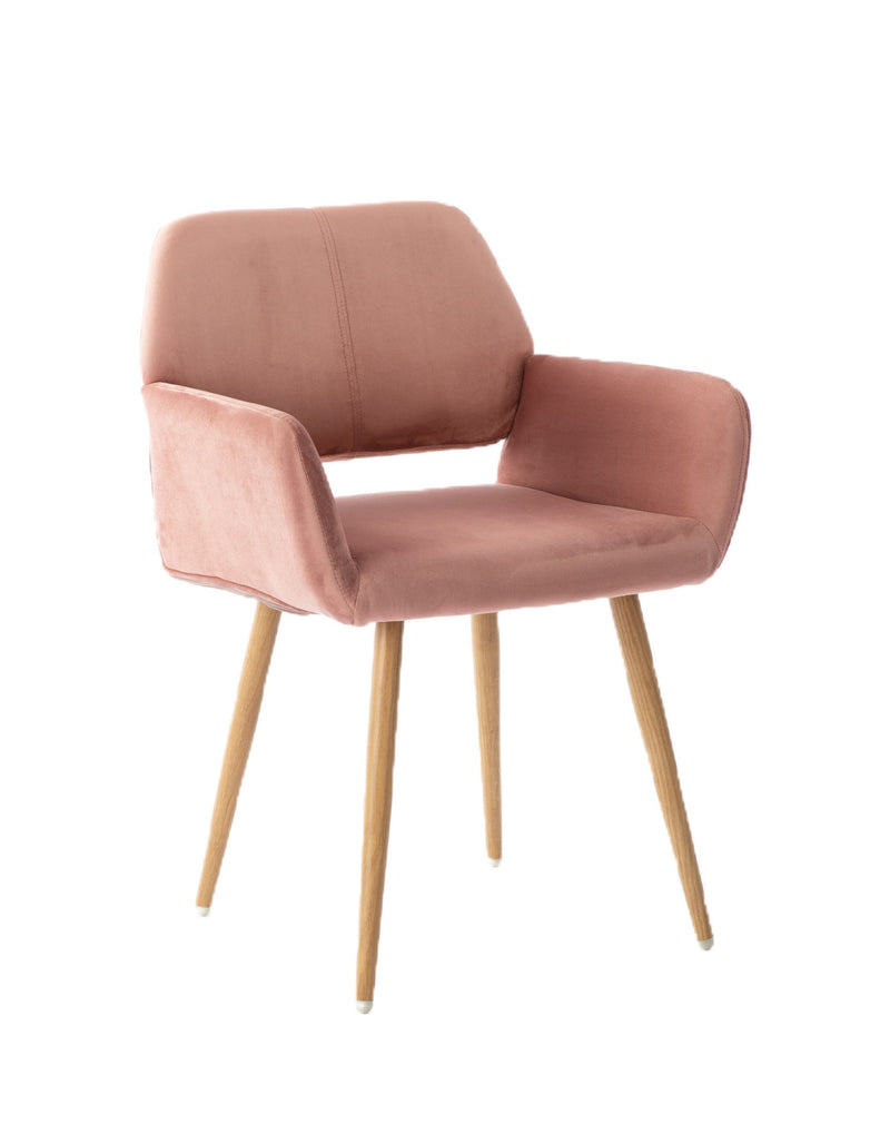 Upholstered Velvet Open Back Dining Chair - Pink