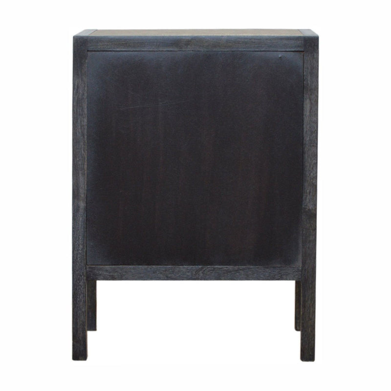 24" Solid Wood And Faux Sha Three Drawer Nightstand - Gray And Black
