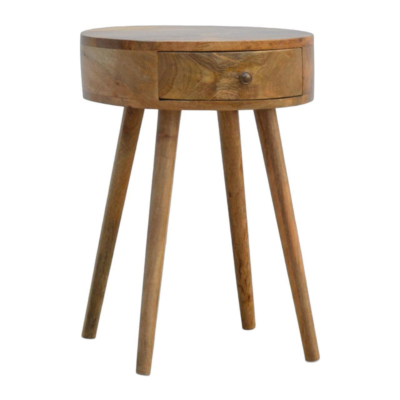 Solid Wood Round Two Drawer Nightstand - Oak