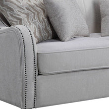 Load image into Gallery viewer, Linen Curved Loveseat And Toss Pillows - Beige / Black

