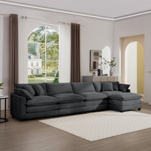 Load image into Gallery viewer, Modern Oversized Modular Cushion Sofa With Ottoman, Low Back, Deep Seating Sofa Set
