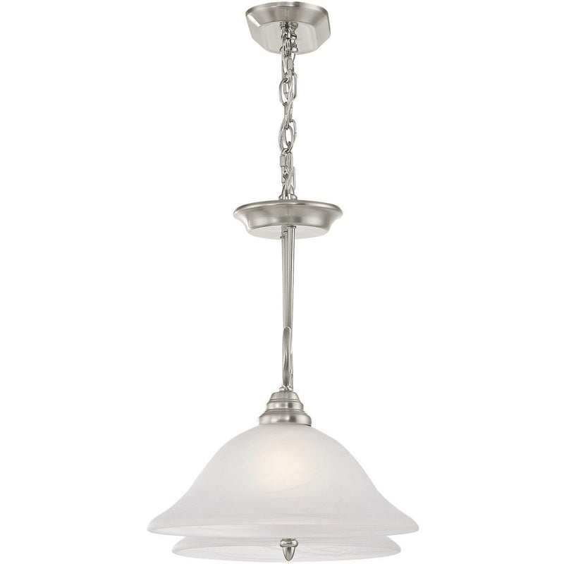 21" Two Light Dimmable Chandelier With Shades - Nickel