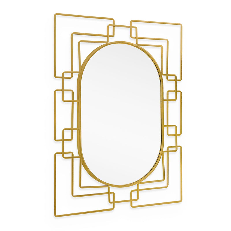 36" Metal Geometric Oval Accent Mirror - Gold