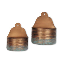 Load image into Gallery viewer, Striped Wall Planters (Set of 2) - Copper / Teal

