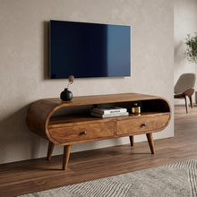 Load image into Gallery viewer, Solid Wood Enclosed Open Storage TV Stand (727850) - Brown
