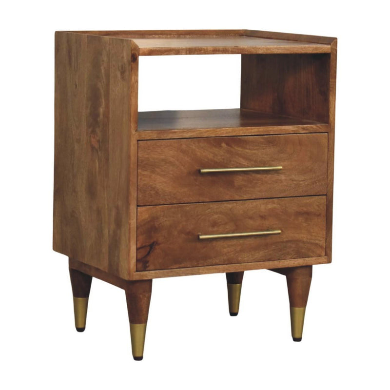 Solid Wood Two Drawer Nightstand (755322) - Brown