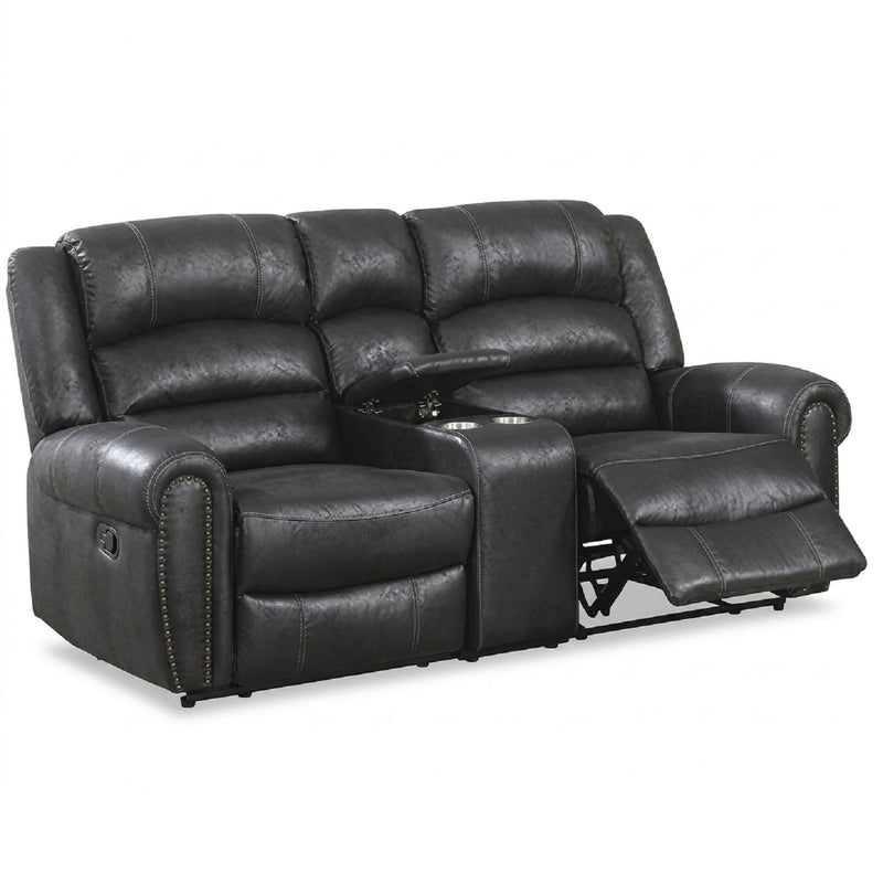 Power Reclining Loveseat With USB Port And Cup Holder Console - Black