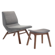 Load image into Gallery viewer, Solid Color Lounge Chair With Ottoman - Gray And Walnut
