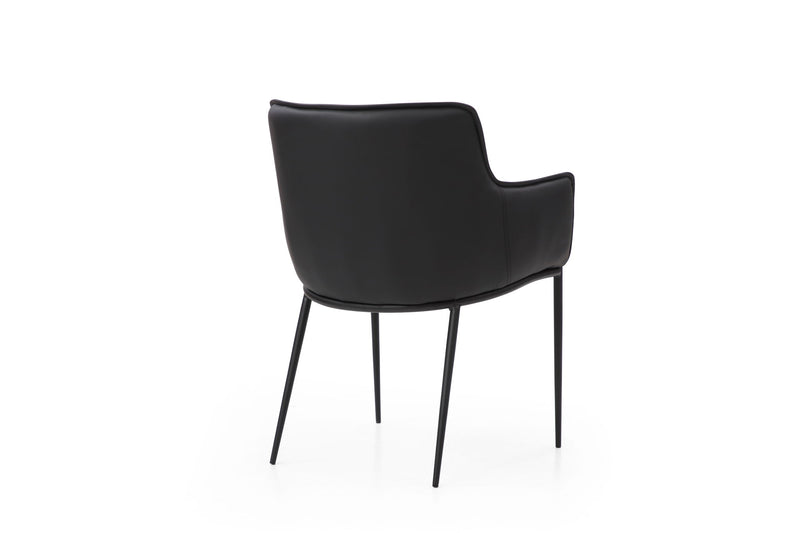 Faux Leather Steel Dining Arm Chair - Black
