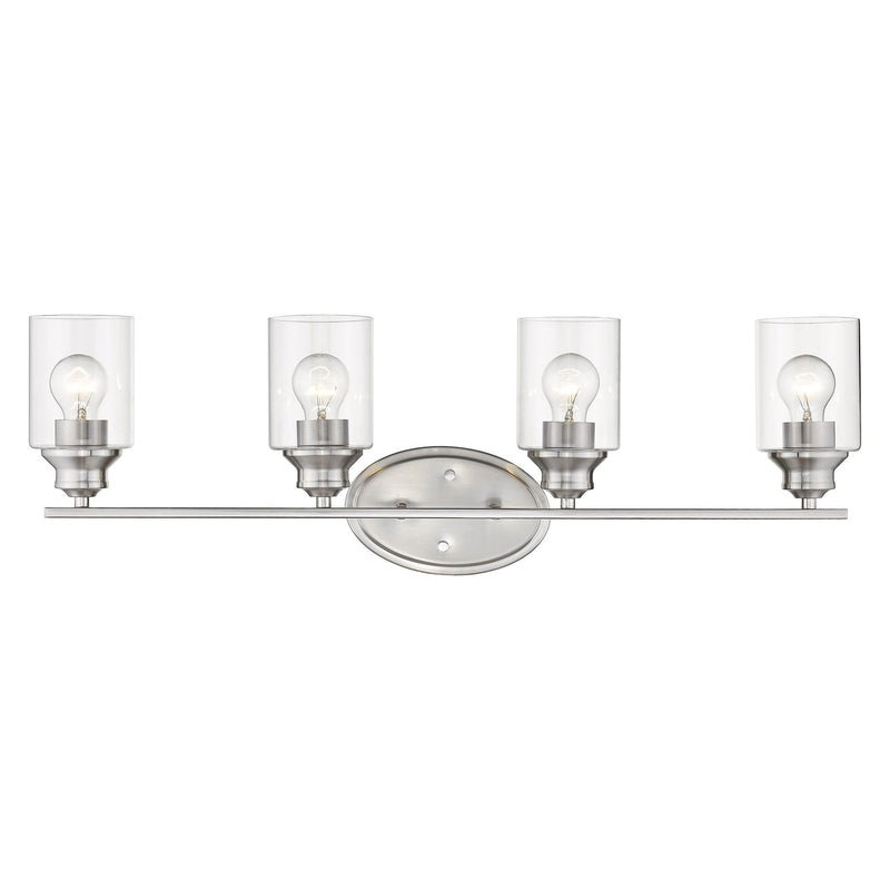 Four Light Wall Light With Clear Glass Shade - Silver