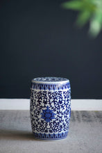 Load image into Gallery viewer, Ceramic Garden Stool, Small Side Tabel - White / Blue
