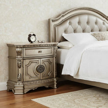 Load image into Gallery viewer, One Drawer Faux Marble And Solid Wood Nightstand With Storage - Champagne
