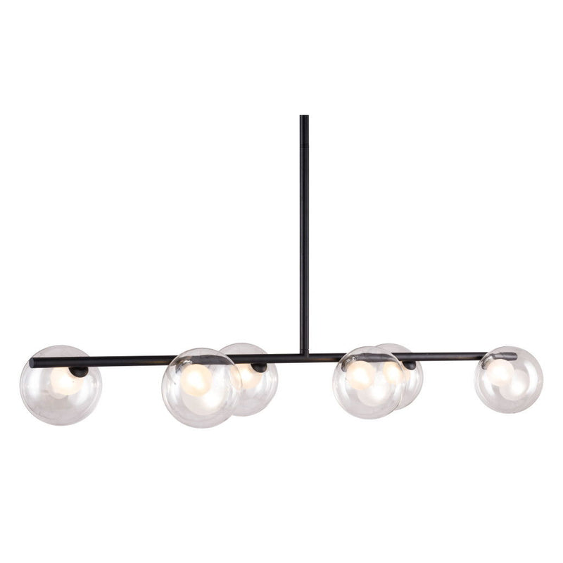 Kitchen Island Six Light Metal Ceiling Light - Black
