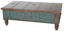 Load image into Gallery viewer, Traditional Storage Trunk Coffee Table - Brown and Teal
