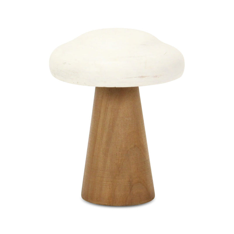 Hand Painted Mushroom Tabletop Sculpture (635374) - Brown / White