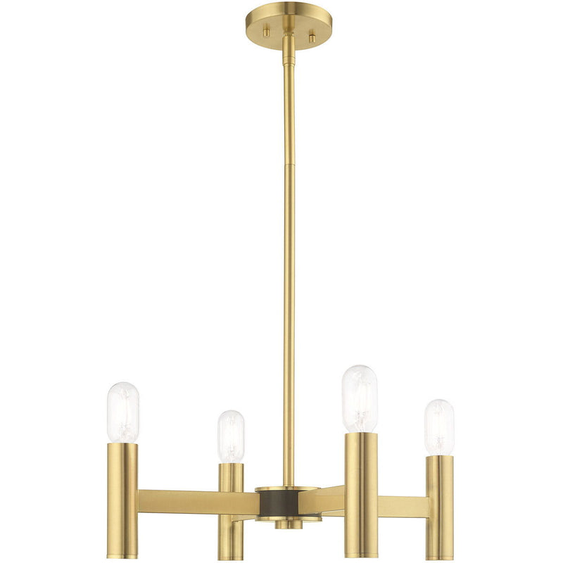 19" Four Light Dimmable Chandelier With Shades - Brass