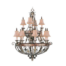 Load image into Gallery viewer, Twelve Light Metal Dimmable Chandelier With Shades - Bronze / Cream
