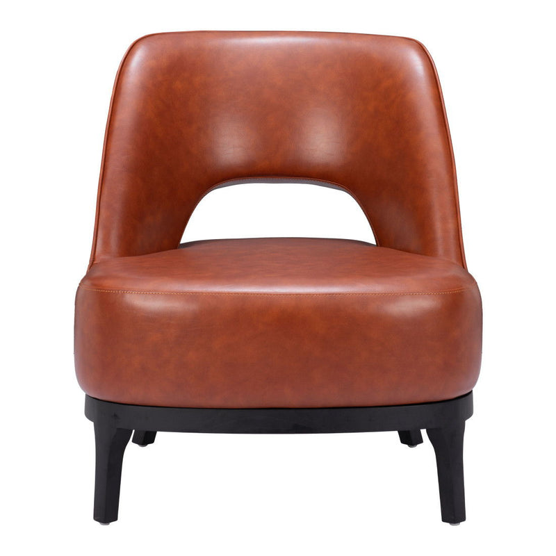 26" Faux Leather Lounge Chair - Brown And Black