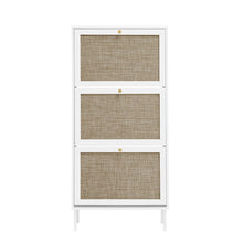 Load image into Gallery viewer, Modern Rattan 3 Door Shoe Rack Cabinet For Entryway
